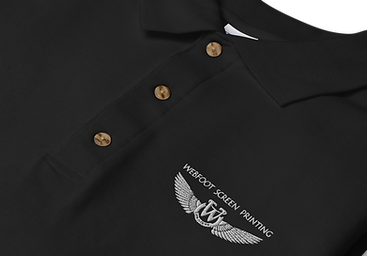 Embroidered black polo shirt
